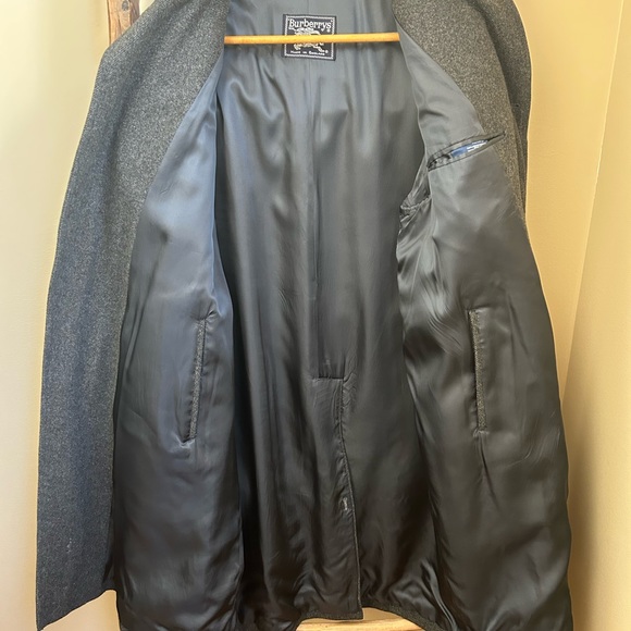 Burberrys Charcoal Button Front Lined Wool Trench Coat Size 52 Short - Picture 10 of 13